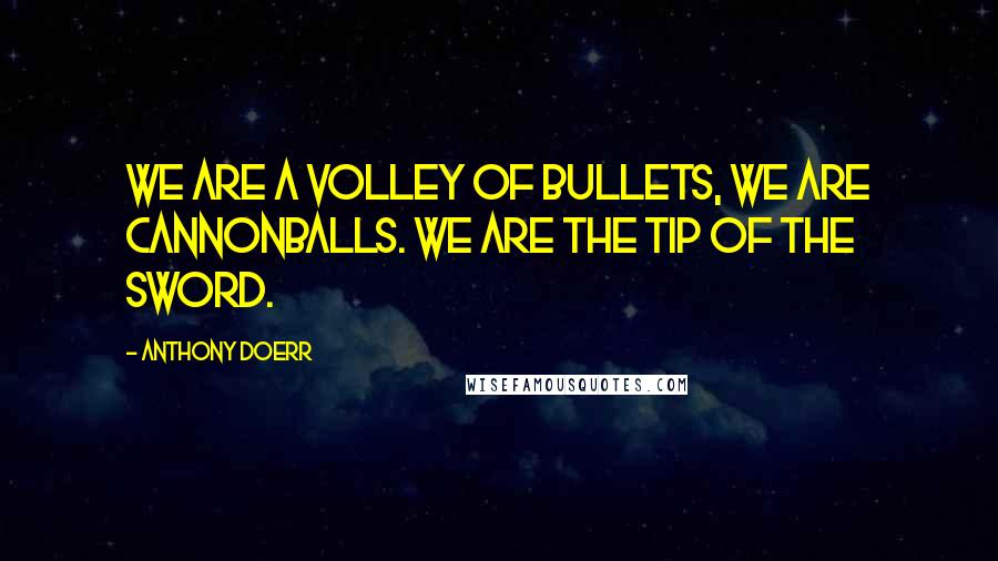 Anthony Doerr Quotes: We are a volley of bullets, we are cannonballs. We are the tip of the sword.