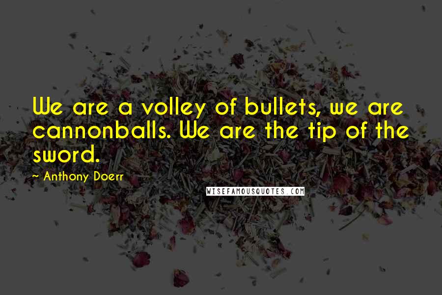 Anthony Doerr Quotes: We are a volley of bullets, we are cannonballs. We are the tip of the sword.