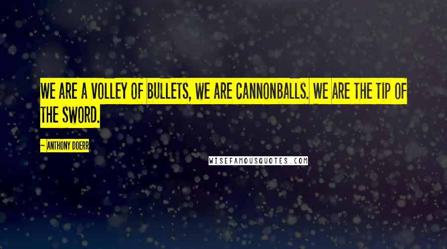 Anthony Doerr Quotes: We are a volley of bullets, we are cannonballs. We are the tip of the sword.