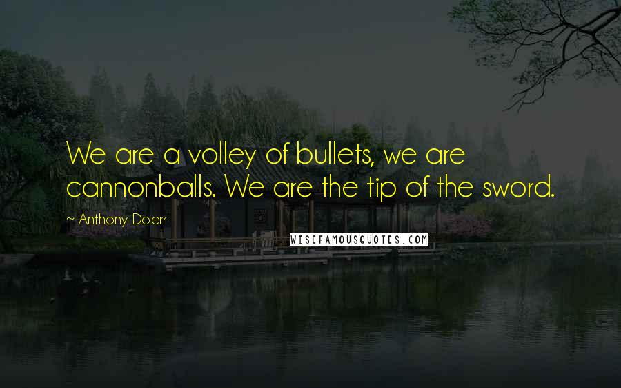 Anthony Doerr Quotes: We are a volley of bullets, we are cannonballs. We are the tip of the sword.