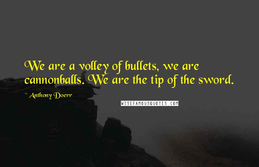 Anthony Doerr Quotes: We are a volley of bullets, we are cannonballs. We are the tip of the sword.