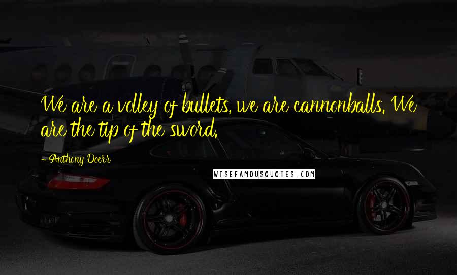 Anthony Doerr Quotes: We are a volley of bullets, we are cannonballs. We are the tip of the sword.