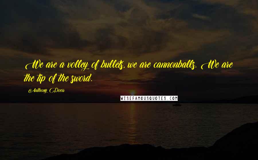 Anthony Doerr Quotes: We are a volley of bullets, we are cannonballs. We are the tip of the sword.