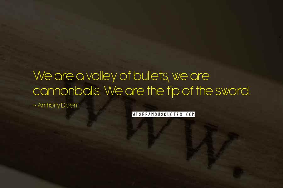 Anthony Doerr Quotes: We are a volley of bullets, we are cannonballs. We are the tip of the sword.