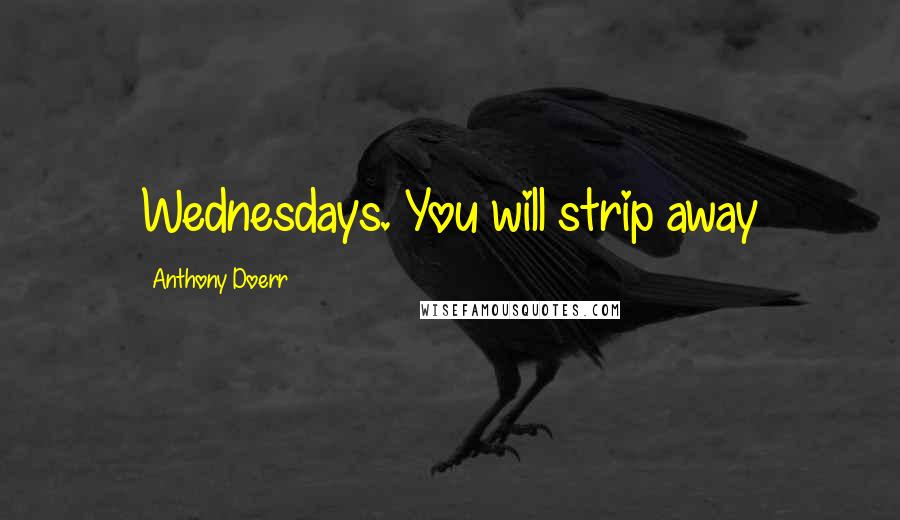 Anthony Doerr Quotes: Wednesdays. You will strip away