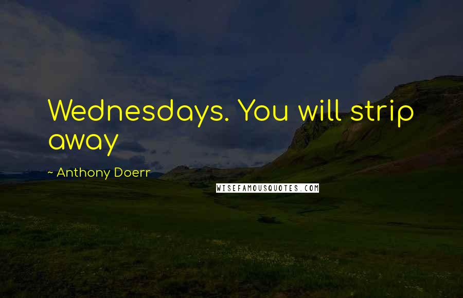 Anthony Doerr Quotes: Wednesdays. You will strip away