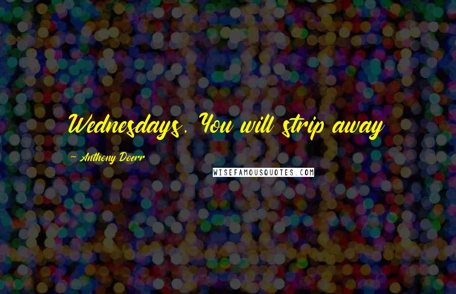 Anthony Doerr Quotes: Wednesdays. You will strip away