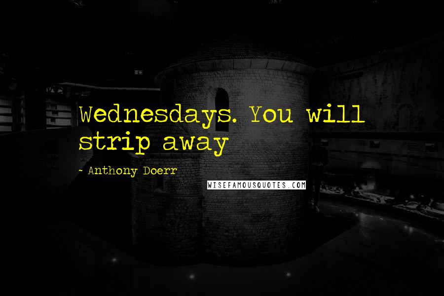 Anthony Doerr Quotes: Wednesdays. You will strip away