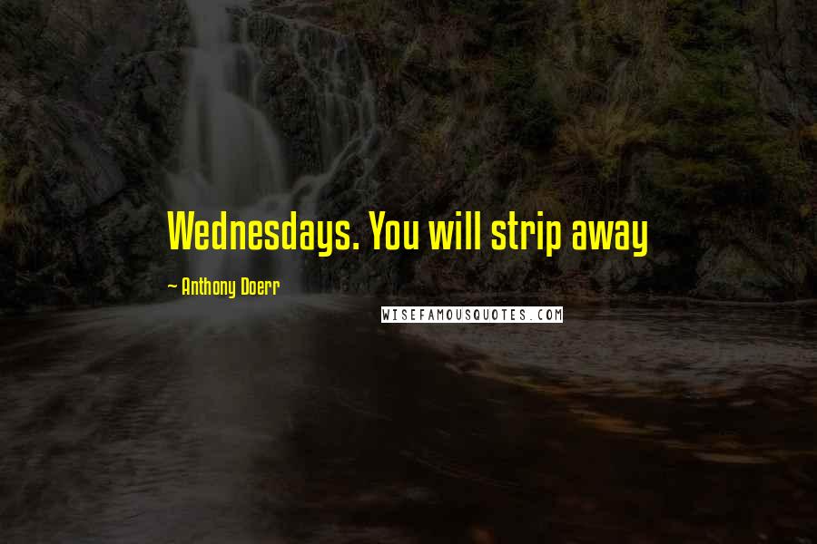 Anthony Doerr Quotes: Wednesdays. You will strip away