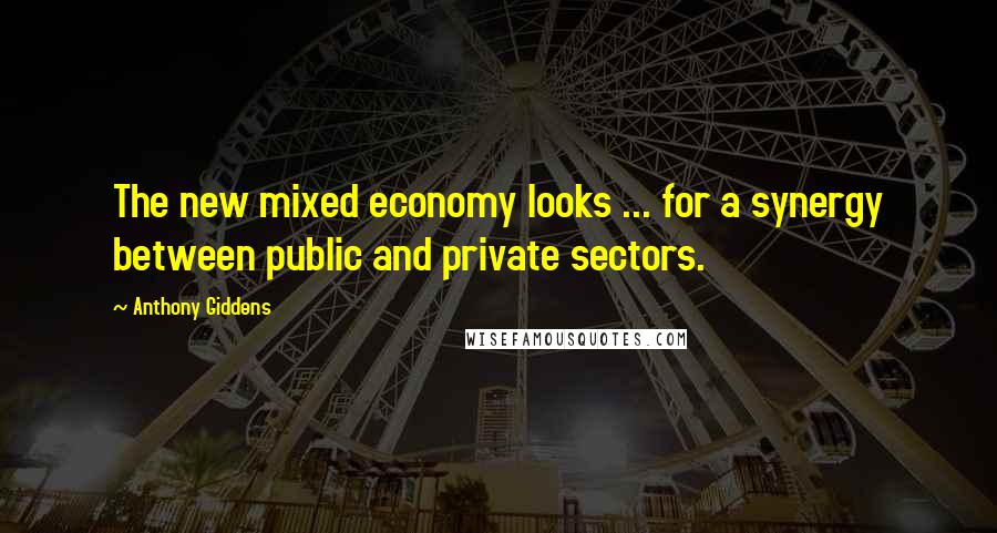 Anthony Giddens Quotes: The new mixed economy looks ... for a synergy between public and private sectors.