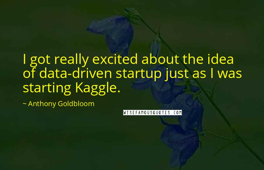 Anthony Goldbloom Quotes: I got really excited about the idea of data-driven startup just as I was starting Kaggle.