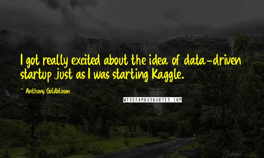 Anthony Goldbloom Quotes: I got really excited about the idea of data-driven startup just as I was starting Kaggle.