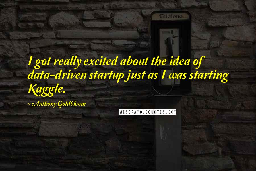 Anthony Goldbloom Quotes: I got really excited about the idea of data-driven startup just as I was starting Kaggle.