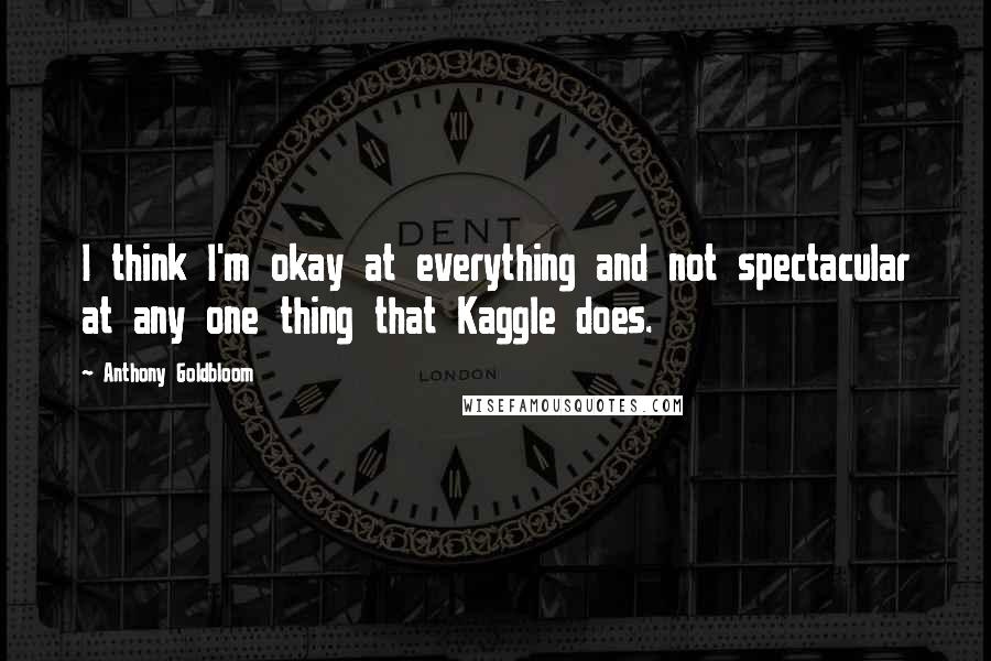 Anthony Goldbloom Quotes: I think I'm okay at everything and not spectacular at any one thing that Kaggle does.