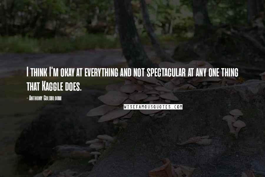 Anthony Goldbloom Quotes: I think I'm okay at everything and not spectacular at any one thing that Kaggle does.