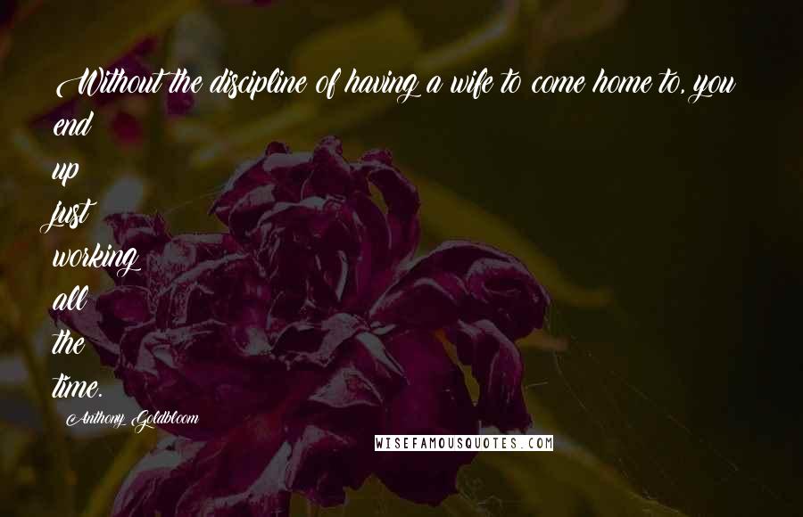 Anthony Goldbloom Quotes: Without the discipline of having a wife to come home to, you end up just working all the time.