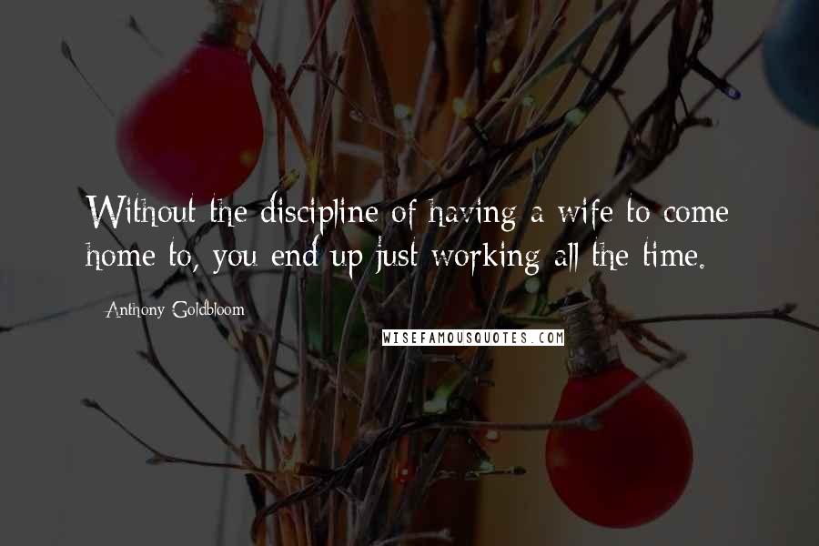 Anthony Goldbloom Quotes: Without the discipline of having a wife to come home to, you end up just working all the time.