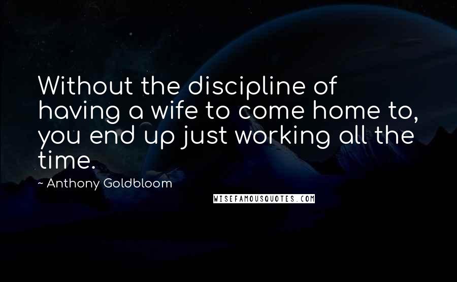 Anthony Goldbloom Quotes: Without the discipline of having a wife to come home to, you end up just working all the time.