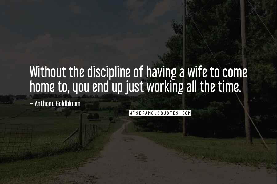 Anthony Goldbloom Quotes: Without the discipline of having a wife to come home to, you end up just working all the time.