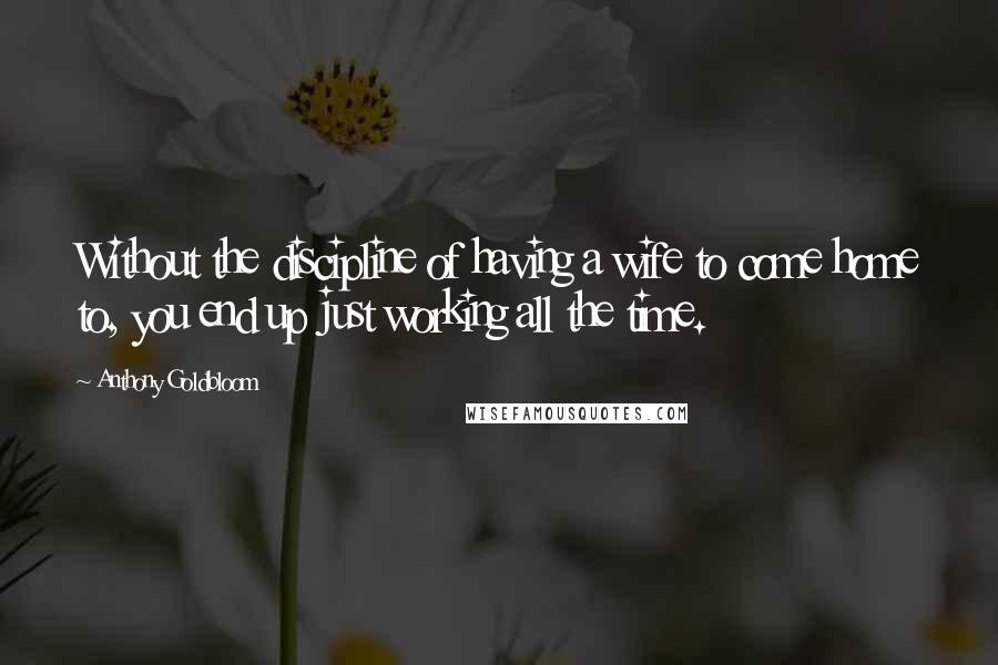 Anthony Goldbloom Quotes: Without the discipline of having a wife to come home to, you end up just working all the time.