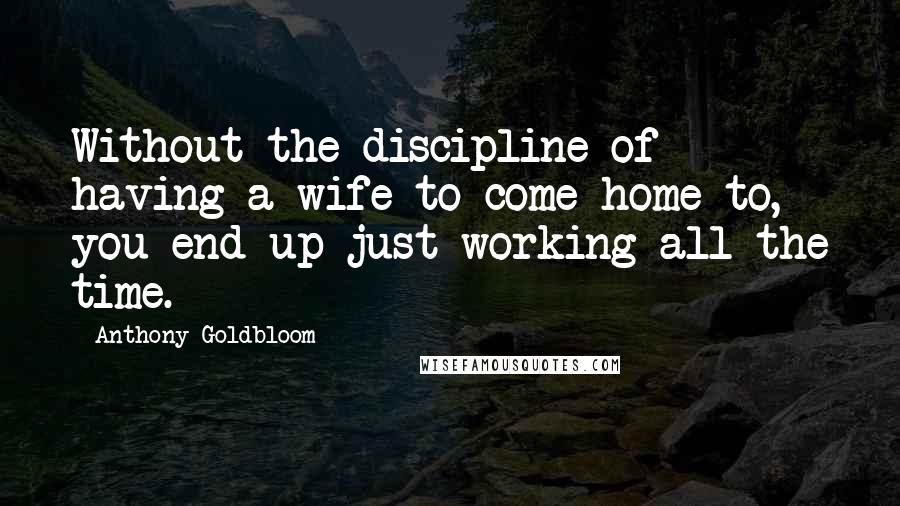 Anthony Goldbloom Quotes: Without the discipline of having a wife to come home to, you end up just working all the time.