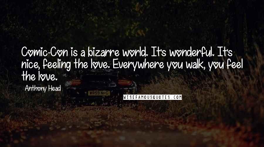 Anthony Head Quotes: Comic-Con is a bizarre world. It's wonderful. It's nice, feeling the love. Everywhere you walk, you feel the love.