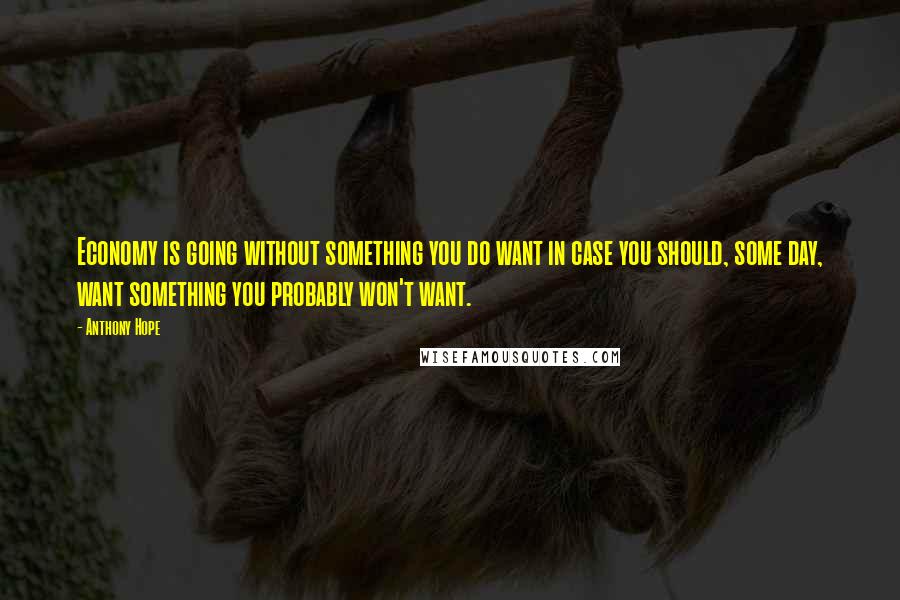 Anthony Hope Quotes: Economy is going without something you do want in case you should, some day, want something you probably won't want.