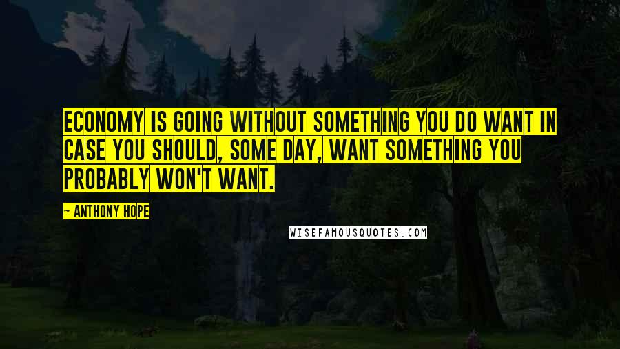Anthony Hope Quotes: Economy is going without something you do want in case you should, some day, want something you probably won't want.