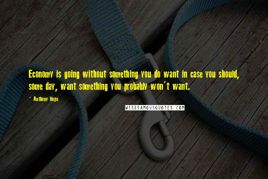 Anthony Hope Quotes: Economy is going without something you do want in case you should, some day, want something you probably won't want.