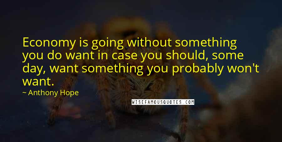 Anthony Hope Quotes: Economy is going without something you do want in case you should, some day, want something you probably won't want.