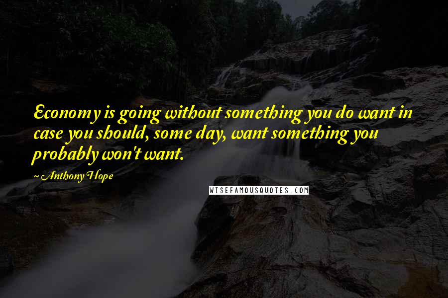 Anthony Hope Quotes: Economy is going without something you do want in case you should, some day, want something you probably won't want.