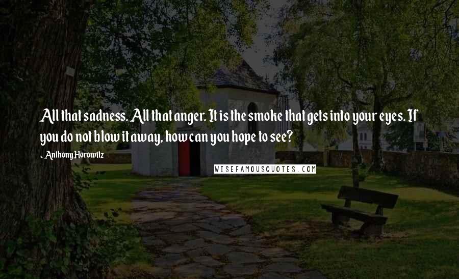 Anthony Horowitz Quotes: All that sadness. All that anger. It is the smoke that gets into your eyes. If you do not blow it away, how can you hope to see?