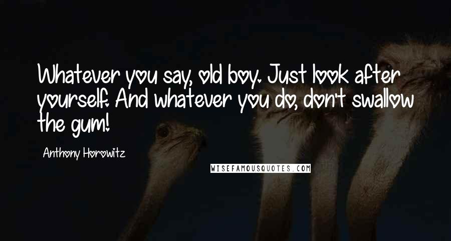 Anthony Horowitz Quotes: Whatever you say, old boy. Just look after yourself. And whatever you do, don't swallow the gum!