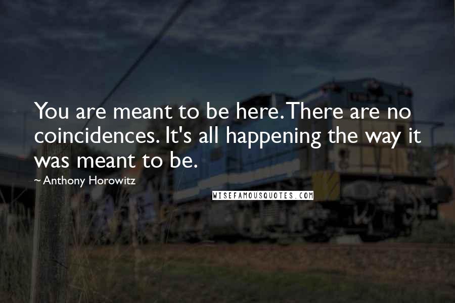 Anthony Horowitz Quotes: You are meant to be here. There are no coincidences. It's all happening the way it was meant to be.