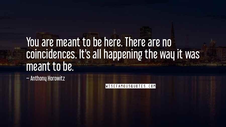 Anthony Horowitz Quotes: You are meant to be here. There are no coincidences. It's all happening the way it was meant to be.