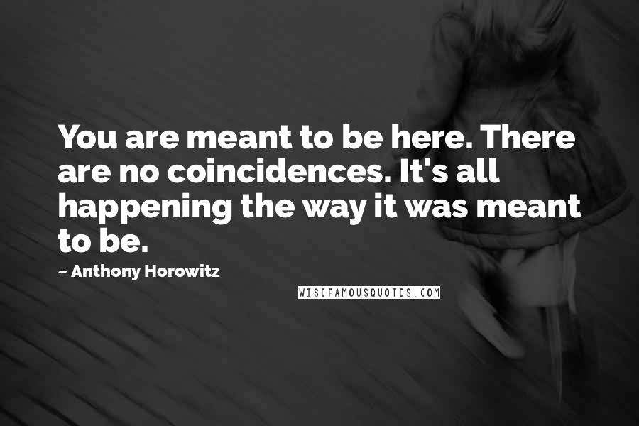 Anthony Horowitz Quotes: You are meant to be here. There are no coincidences. It's all happening the way it was meant to be.