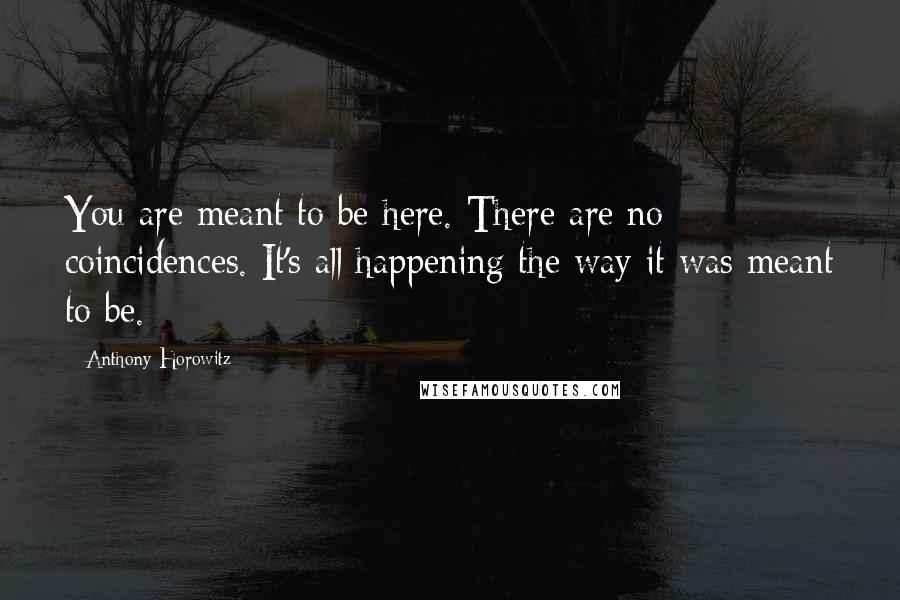Anthony Horowitz Quotes: You are meant to be here. There are no coincidences. It's all happening the way it was meant to be.