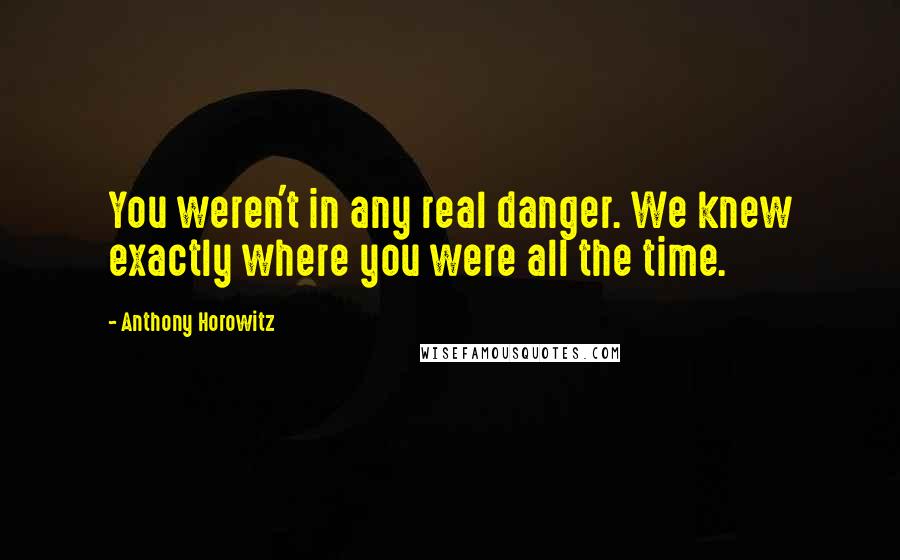 Anthony Horowitz Quotes: You weren't in any real danger. We knew exactly where you were all the time.
