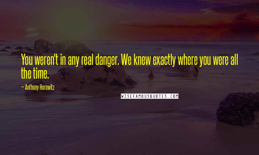 Anthony Horowitz Quotes: You weren't in any real danger. We knew exactly where you were all the time.