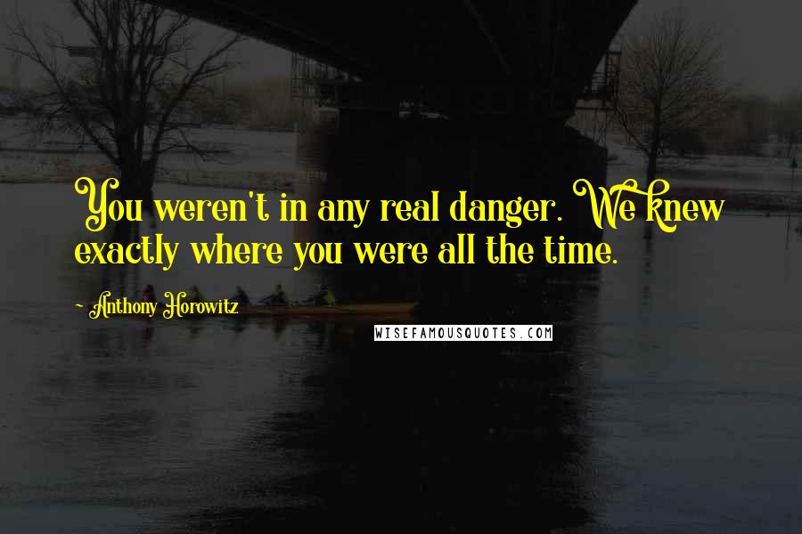 Anthony Horowitz Quotes: You weren't in any real danger. We knew exactly where you were all the time.
