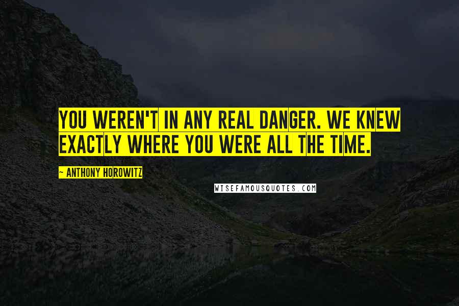 Anthony Horowitz Quotes: You weren't in any real danger. We knew exactly where you were all the time.