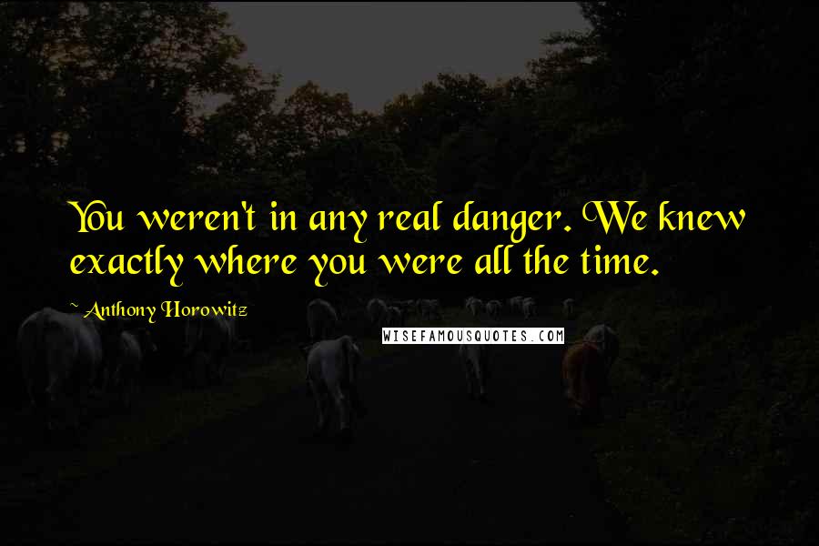 Anthony Horowitz Quotes: You weren't in any real danger. We knew exactly where you were all the time.
