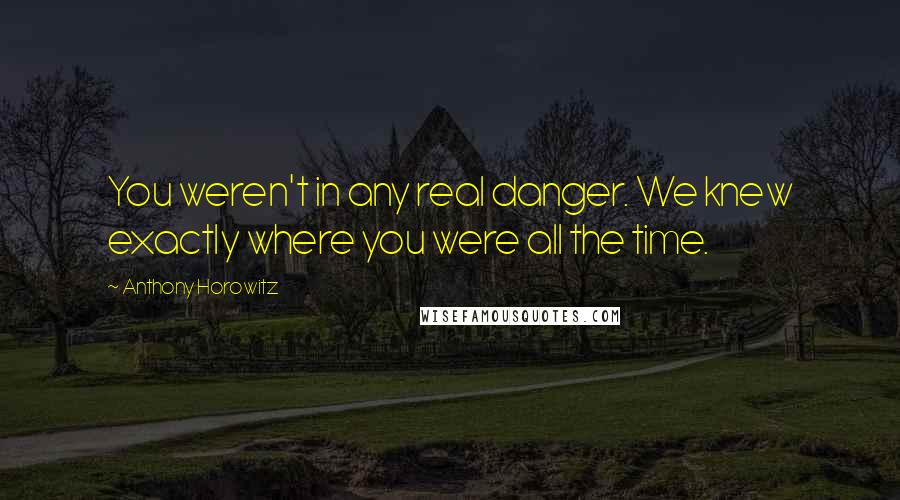 Anthony Horowitz Quotes: You weren't in any real danger. We knew exactly where you were all the time.
