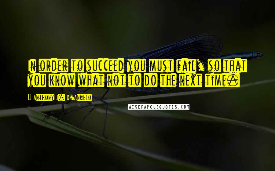 Anthony J. D'Angelo Quotes: In order to succeed you must fail, so that you know what not to do the next time.