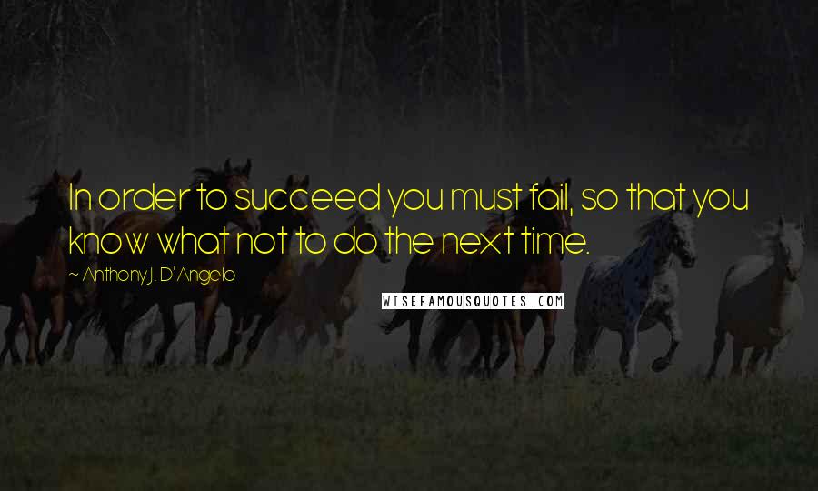 Anthony J. D'Angelo Quotes: In order to succeed you must fail, so that you know what not to do the next time.
