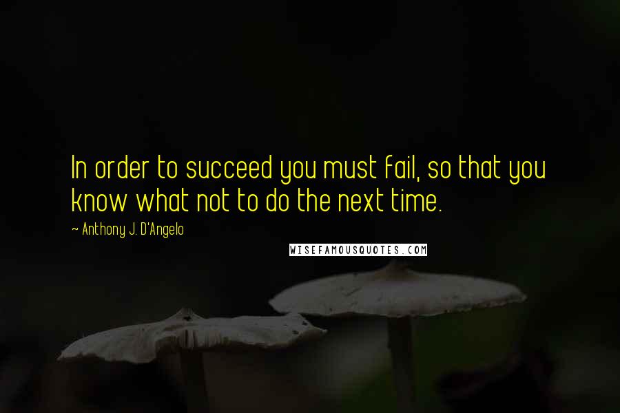 Anthony J. D'Angelo Quotes: In order to succeed you must fail, so that you know what not to do the next time.