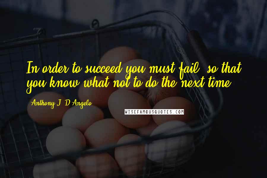 Anthony J. D'Angelo Quotes: In order to succeed you must fail, so that you know what not to do the next time.