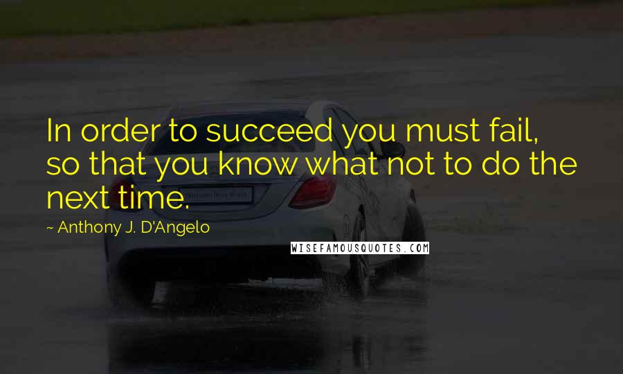 Anthony J. D'Angelo Quotes: In order to succeed you must fail, so that you know what not to do the next time.