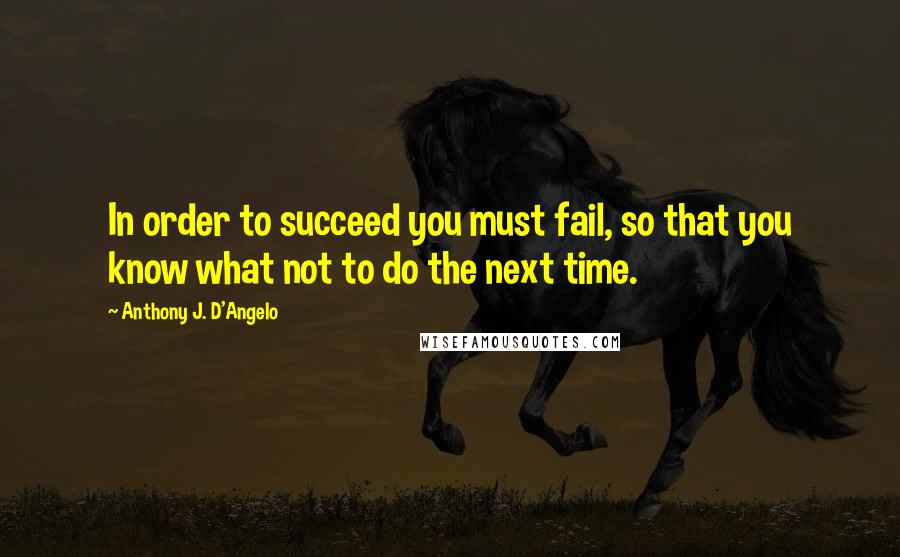 Anthony J. D'Angelo Quotes: In order to succeed you must fail, so that you know what not to do the next time.