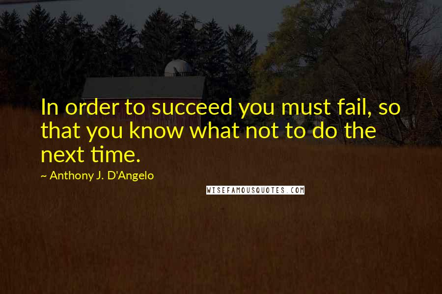 Anthony J. D'Angelo Quotes: In order to succeed you must fail, so that you know what not to do the next time.